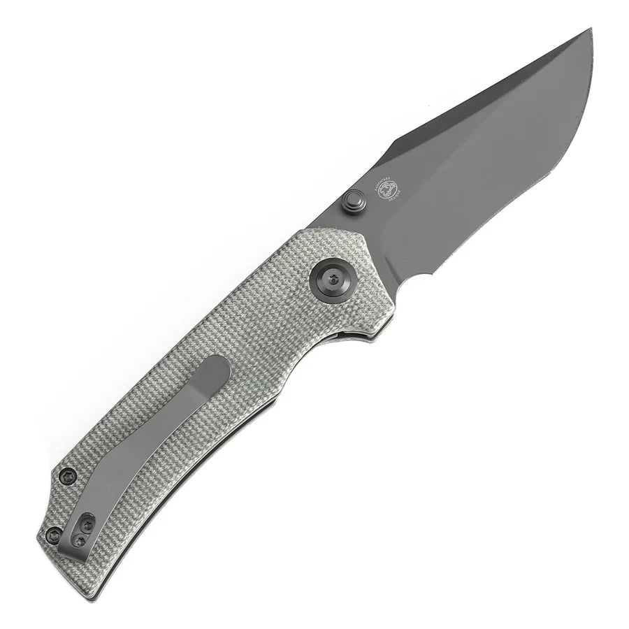 Tenable Fermi T1122A4 – 3.11" Gray TiCN-Coated 14C28N Blade, Green Micarta Handle with Liner Lock