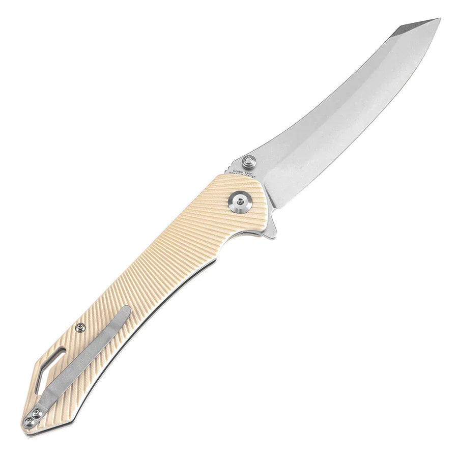 Tenable Colibri Tech T1060A4 – 4.64" Stonewashed Nitro-V Blade, Ivory White G10 Handle