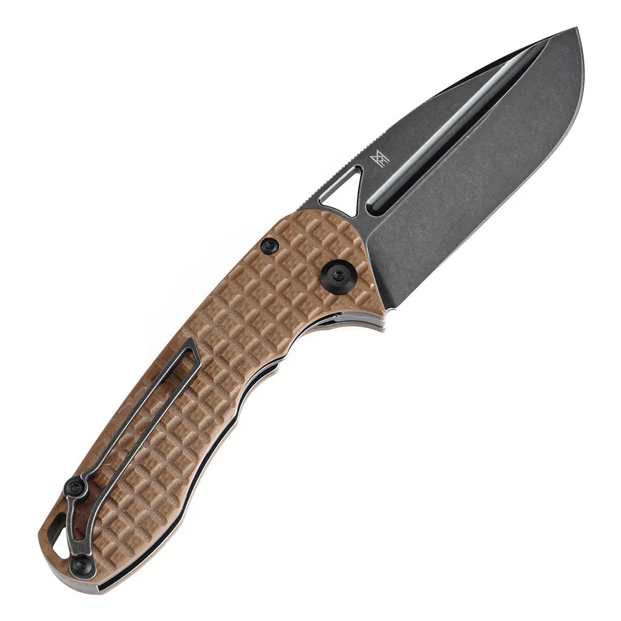 Tenable Bömbur T1054A2 in hand showing 8.38″ overall length EDC folding knife