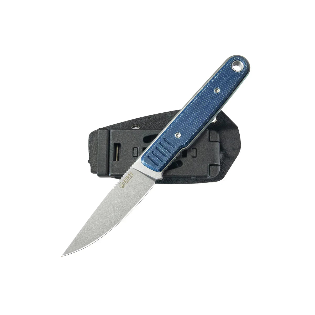Kubey Knife Drop Point Fixie 3.86" Sandvik 14C28N Blue KUB356B