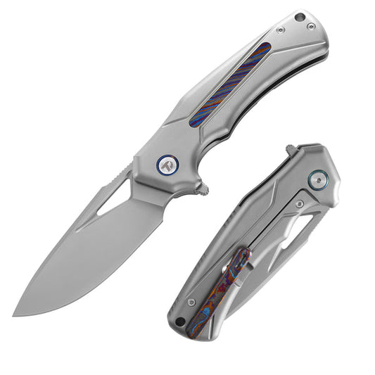 DreamTech D9402G – 3.19″ M390 Wharncliffe Folding Knife, Titanium & Zirconium Handle, Liner Lock