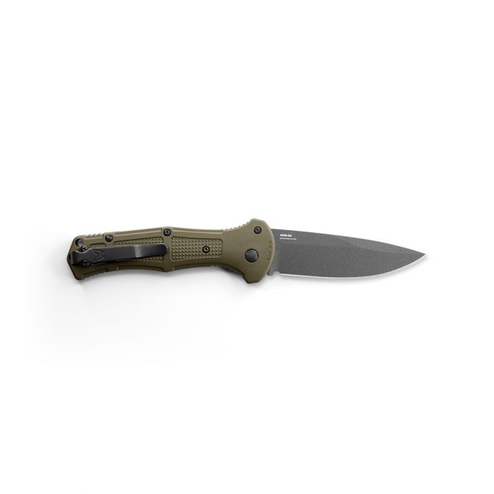 Benchmade Claymore 9070BK-1 open position showing CPM-D2 drop-point blade
