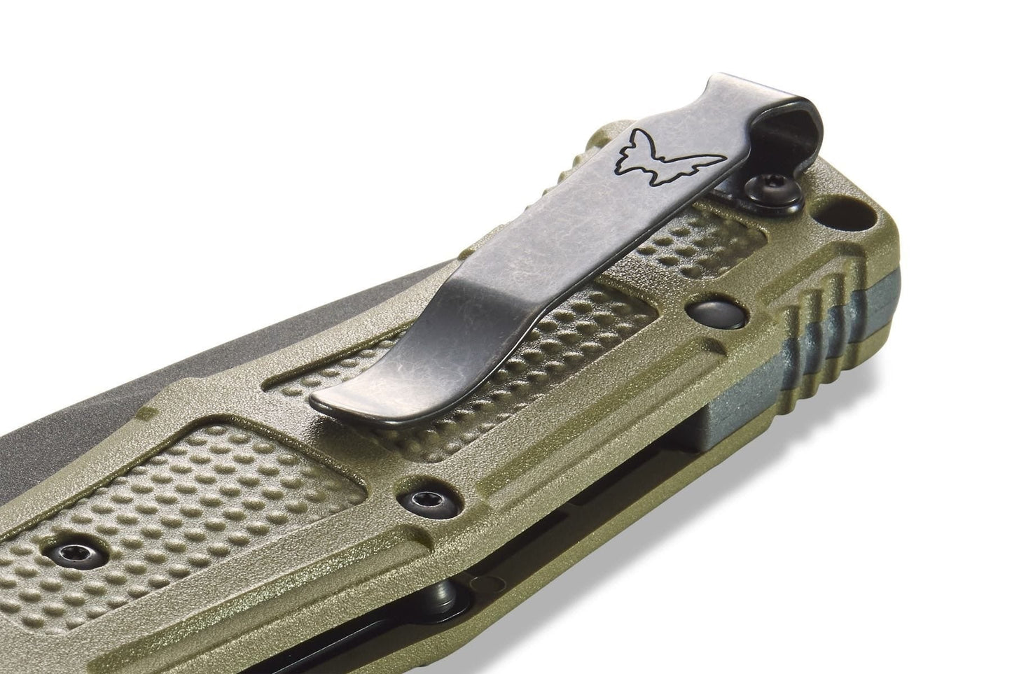 Benchmade Claymore 9070SBK-1 – 3.60″ CPM-D2 Cobalt Black Serrated Drop-Point Automatic Knife, Black Grivory