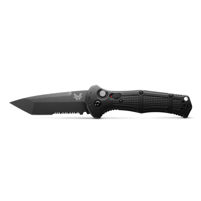 Benchmade Claymore 9071SBK closed view showing black Grivory handle