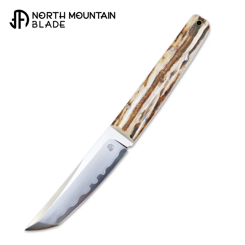 North Mountain Blade ChopMiniFixed-Deerantlers front view fixed blade knife