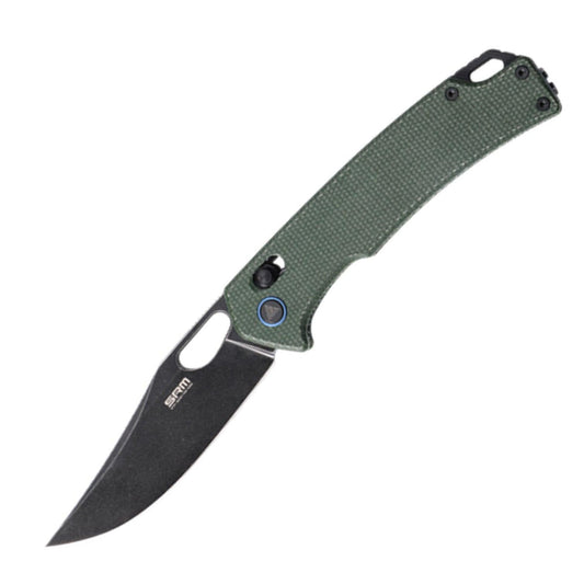 SRM Retriever - 3.54" Black Stonewash Blade - Green Micarta Handle - 9203-MG2