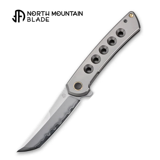 North Mountain Zero 3.5" Tanto Blade Ti Hole Handle & Clip Smooth Flipper