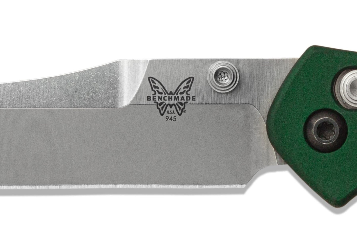 Benchmade Mini Osborne 945 – 2.92″ CPM-S30V Satin Reverse Tanto Folding Knife, Green Aluminum