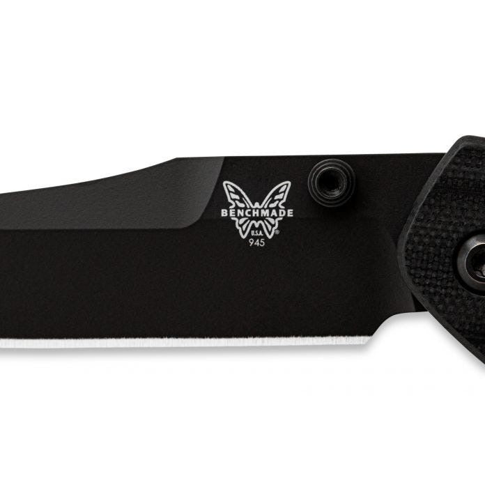 Benchmade Mini Osborne 945BK-1 – 2.92″ CPM-S30V Black Reverse Tanto Folding Knife, Black G10