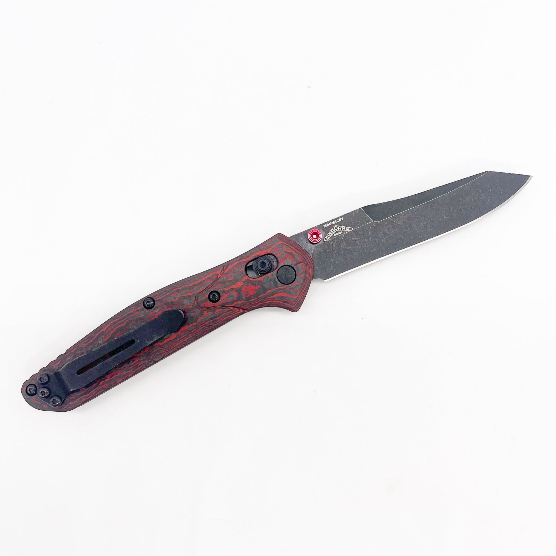 Benchmade Osborne 940BK-2502 open position showing CPM-MagnaCut reverse tanto blade