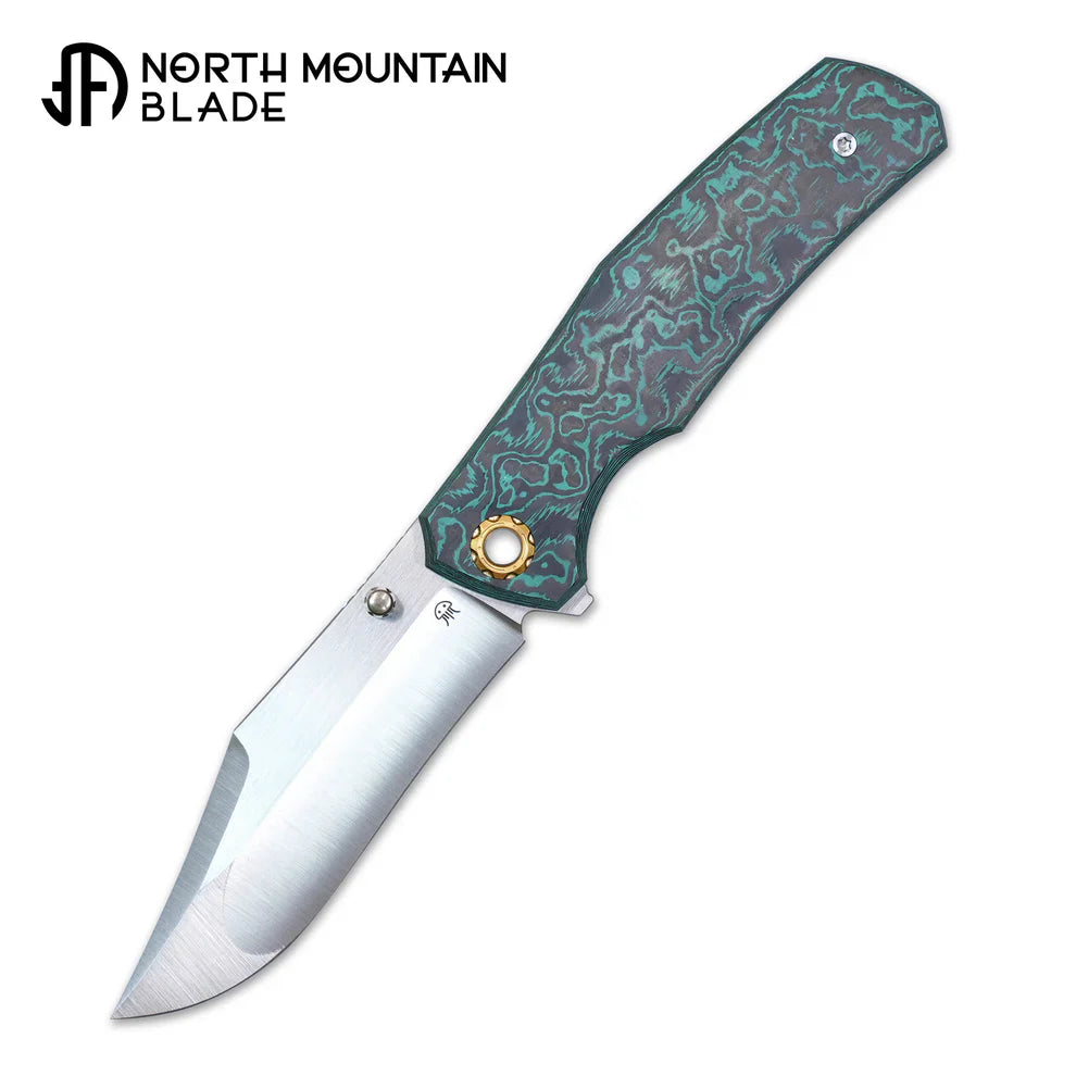 North Mountain Blade Jellyfish-4thGen-GreenBlack front view folding knife