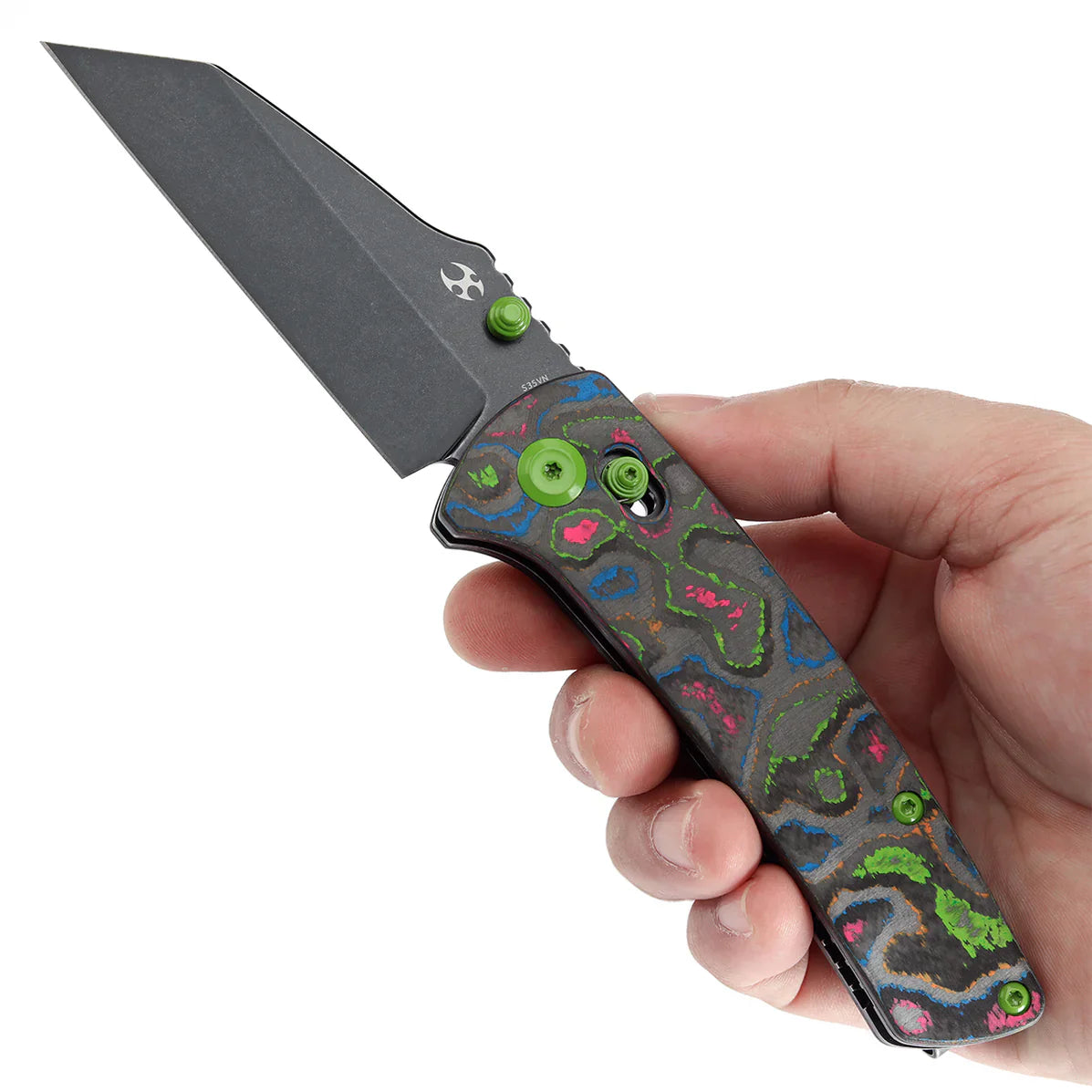 Kansept Main Street 3.36" CPM S35VN 80S Camo Carbon Fiber Black Green K1015M3