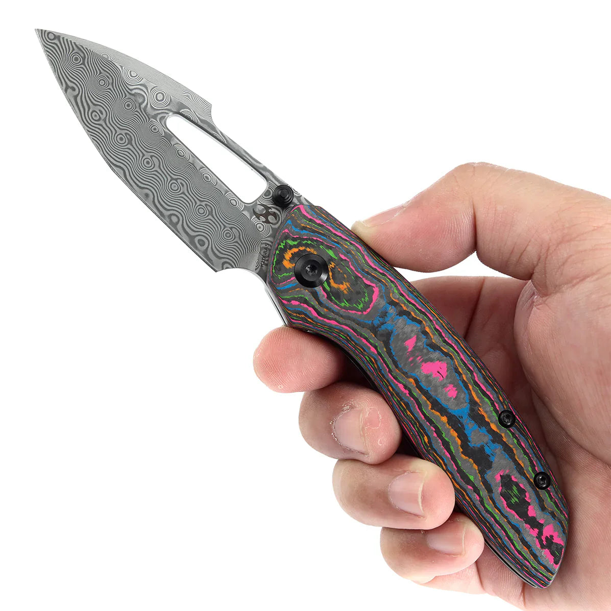 Kansept Link 3.0" Damascus 80S Camo Carbon Fiber + Blackwash Titanium Black K1068A5