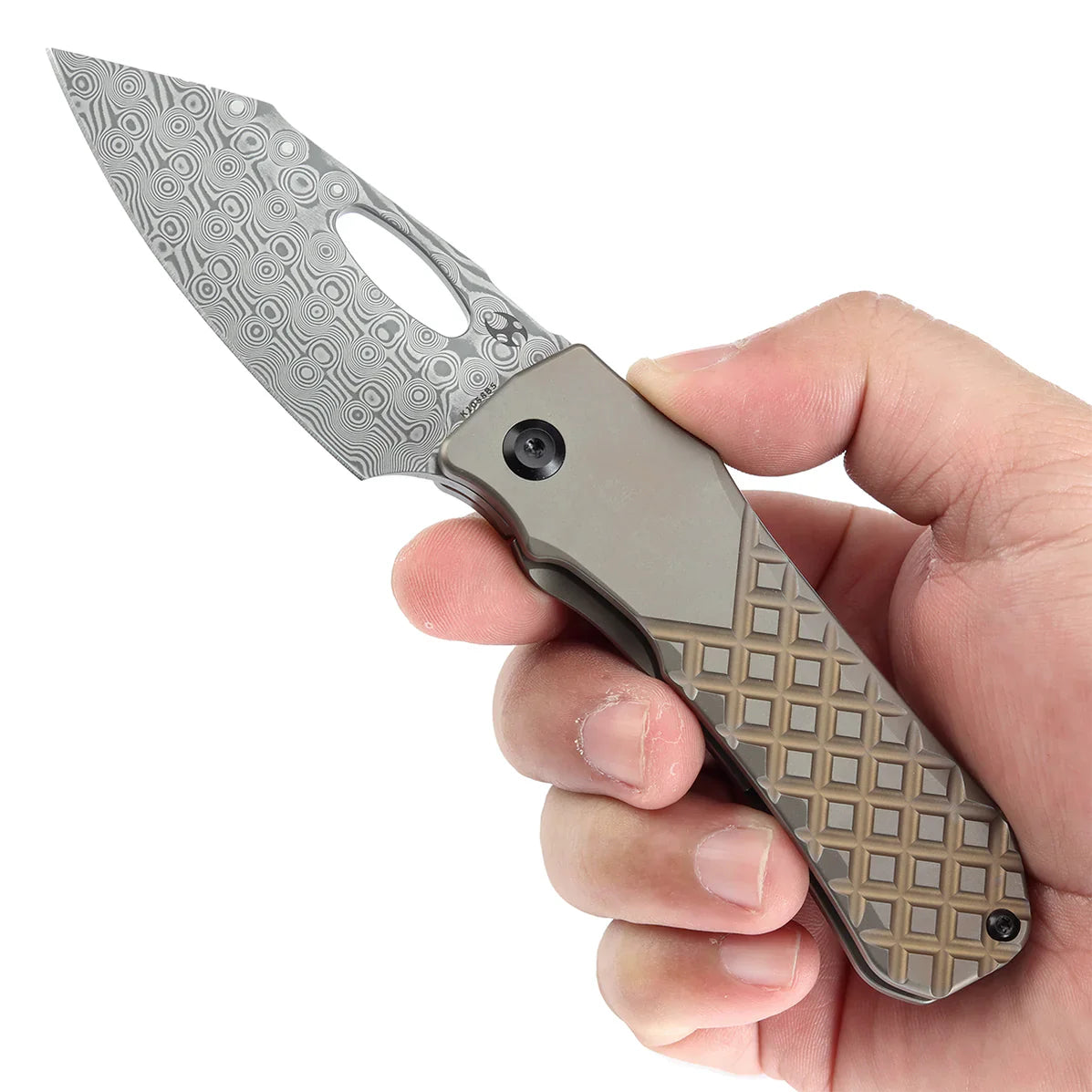 Kansept Loki 2.99" Damascus Bronzed Anodized Titanium with Frag Pattern Bronze,Black  K1058B5