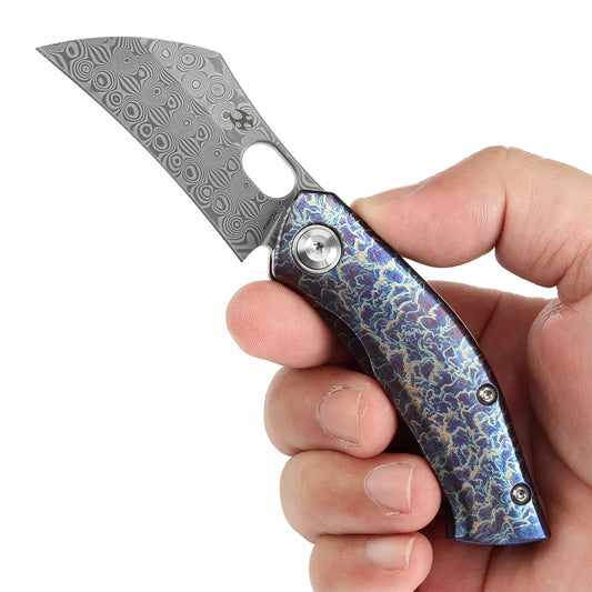 Kansept Osprey 2.22" Damascus Lightning Strike Anodized Titanium K2087A2