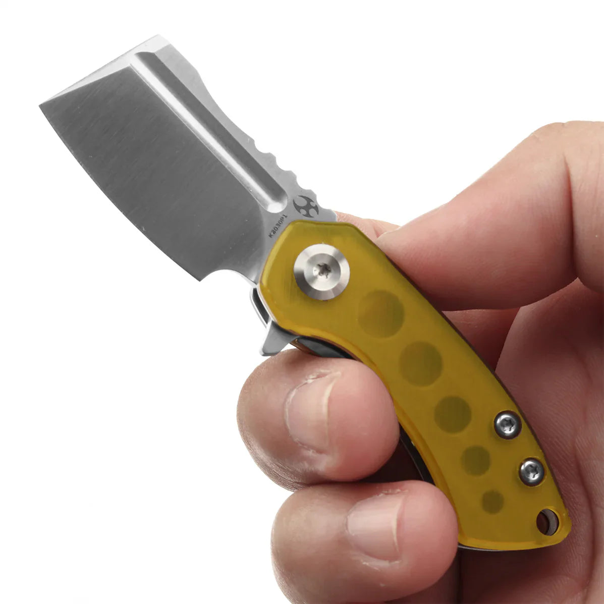 Kansept Mini Korvid Satin CPM S35VN Amber PEI/Ultem Yellow K3030P1