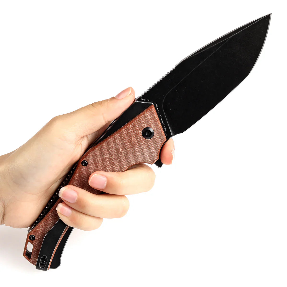 Kansept Hellx 3.6" D2 Brown Micarta T1008F2