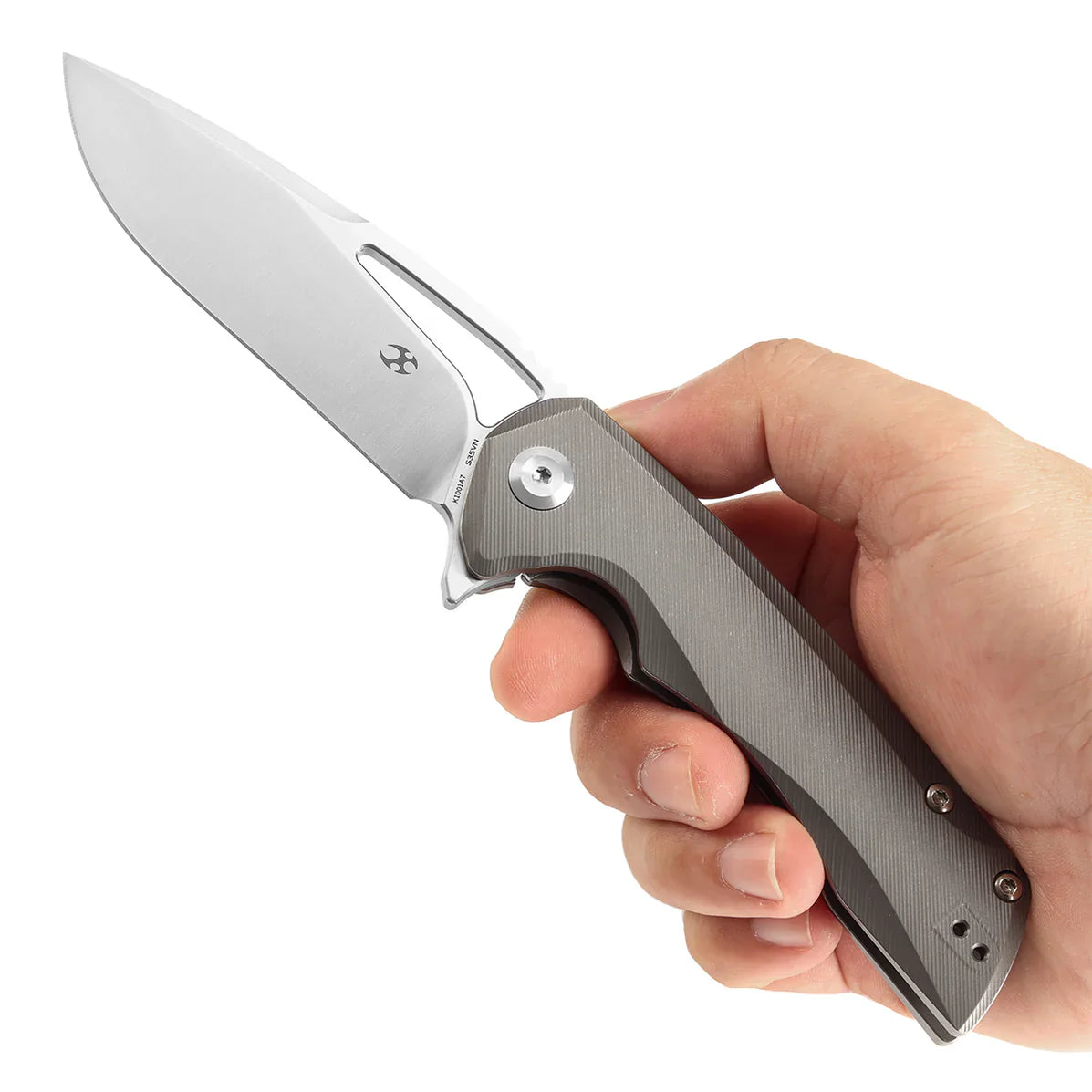 Kansept Kryo 3.58" CPM S35VN Bronze Anodized and Stonewashed Titanium Grey K1001A8