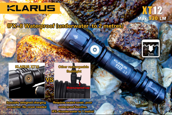 Klarus XT12 1 x 18650 / 2 x CR123A CREE XM-L2 U2 930 Lumen LED Flashlight