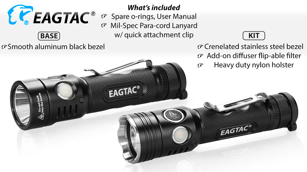 EagTac TX30C2  1870 Lumen Flashlight CREE XHP 35 HI LED - Cool White - Complete Kit