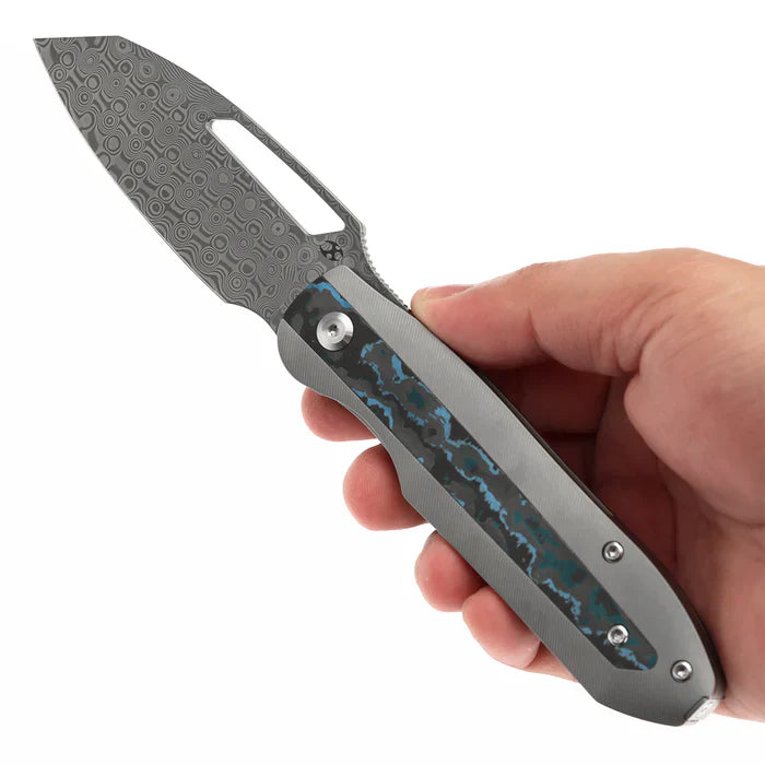 Thunderhead Damascus Stonewashed Titanium with Artic Storm Carbon Fiber