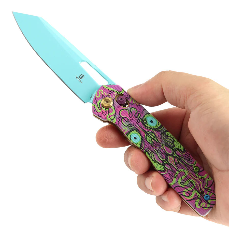 Tenable Shard 3.47" Blue Coated 14C28N Jade G10 with Purple Undead Print T1006V9