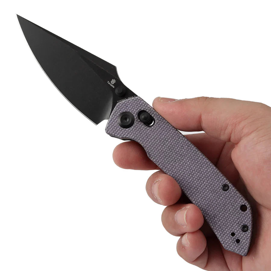 Tenable Fenrir T1034V4 – Purple Micarta, 3.48" Blackwashed Nitro-V Blade, Sparrow Knife Co. Design