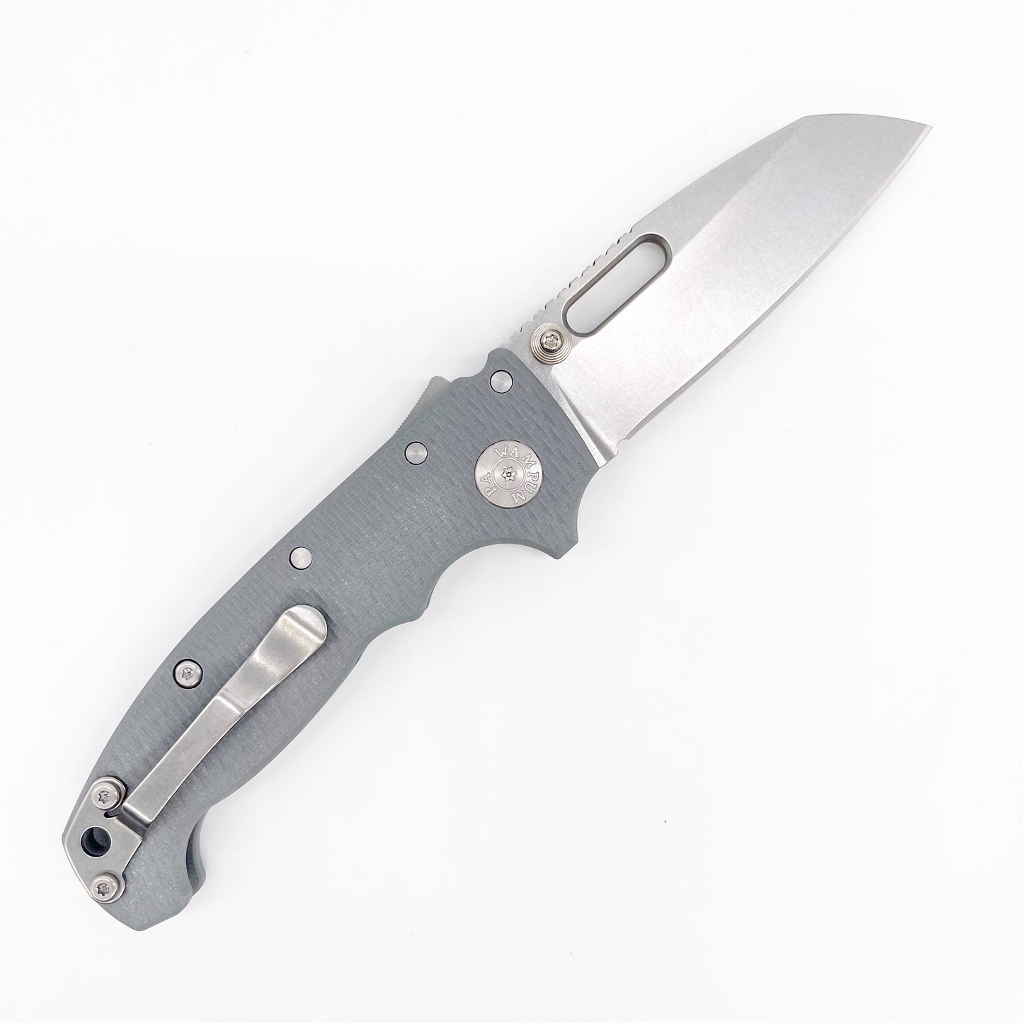 Demko MG AD20 Textured Grey G10 Handles 3.6in CPM 3V Steel Shark Foot Blade