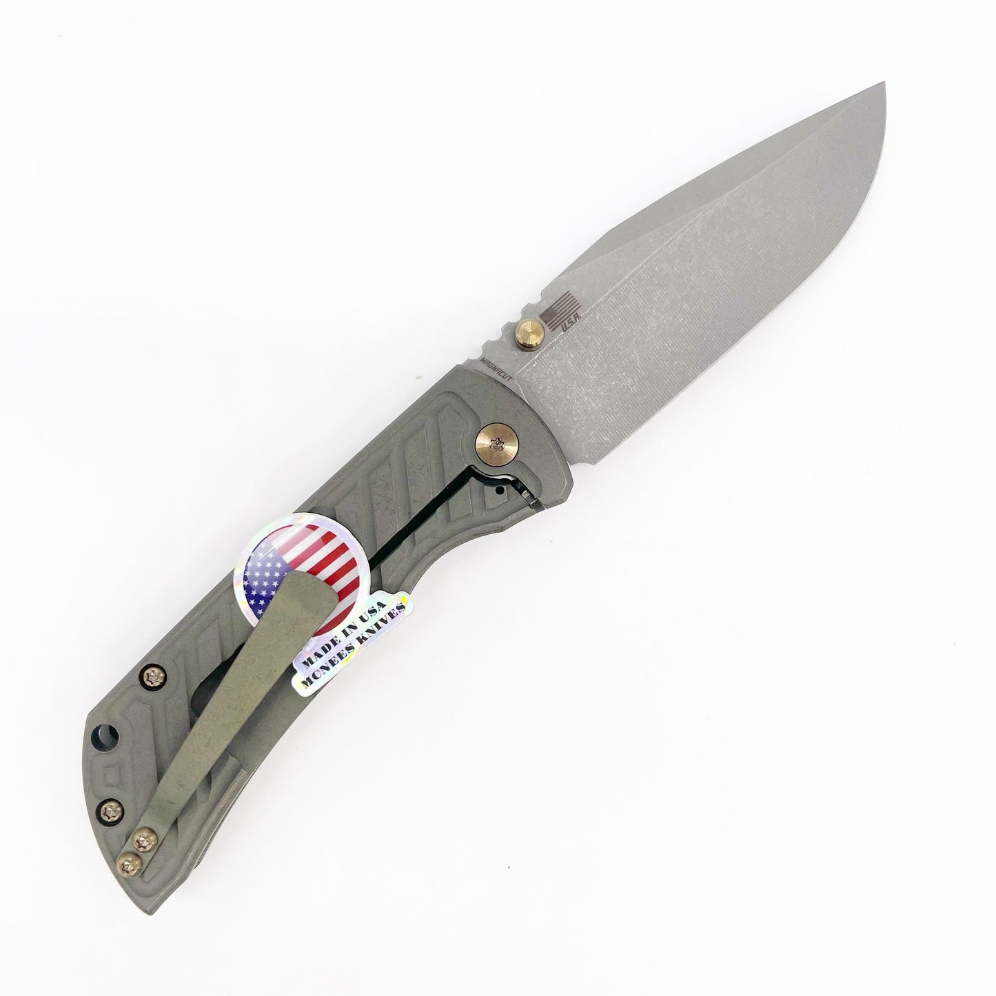 McNees PM Mac 2 (Gen 2) - 3.5" SP MagnaCut Blade Fast Back Green Bronze Titanium Handles