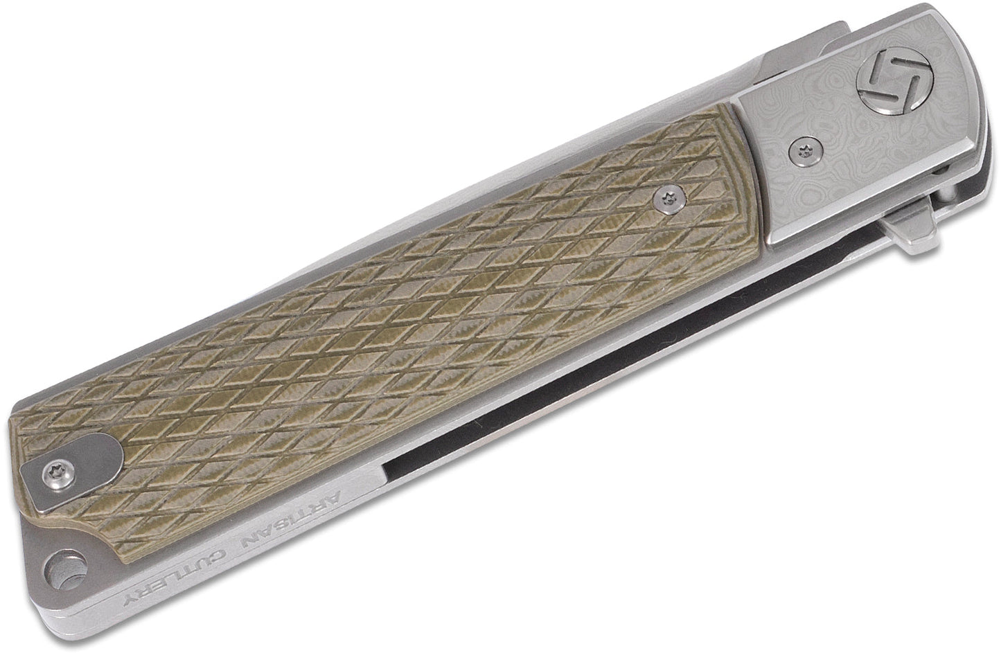 Artisan Cutlery 1802GD-GN Folding Knife G10 Handles 3.88" Blade VG-10 Damascus