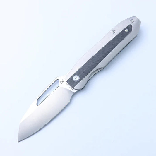 Thunderhead Satin CPM S35VN Beadblasted Titanium with Twill Carbon FIber Inlay