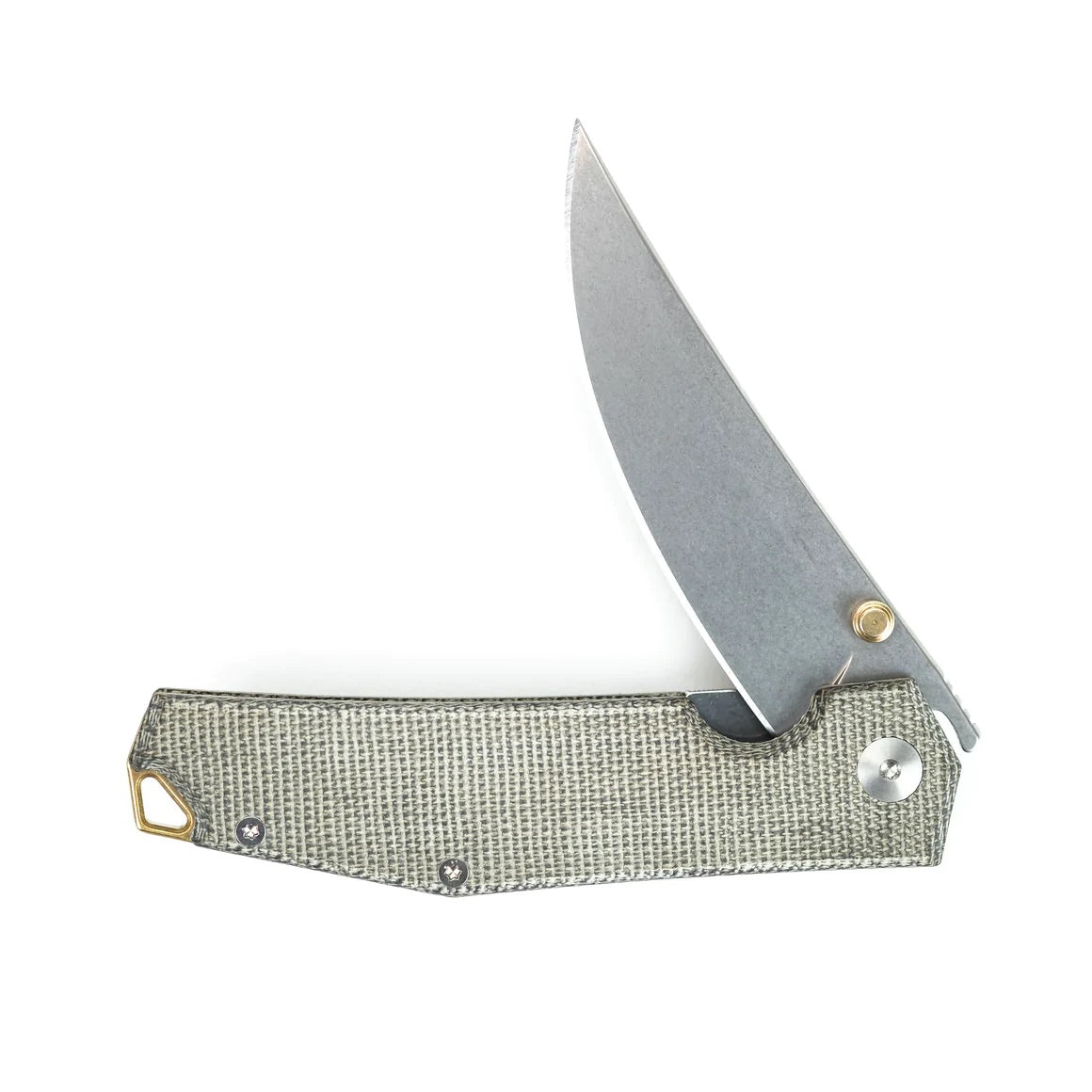 Giant Mouse Clyde Green Canvas Handles w/ Brass Hardware 3in Elmax Steel Blade