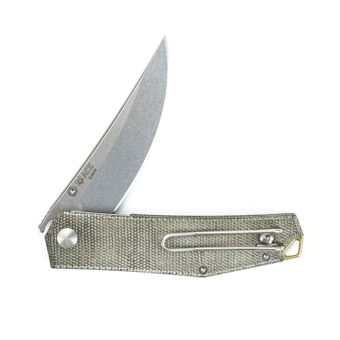 Giant Mouse Clyde Green Canvas Handles w/ Brass Hardware 3in Elmax Steel Blade