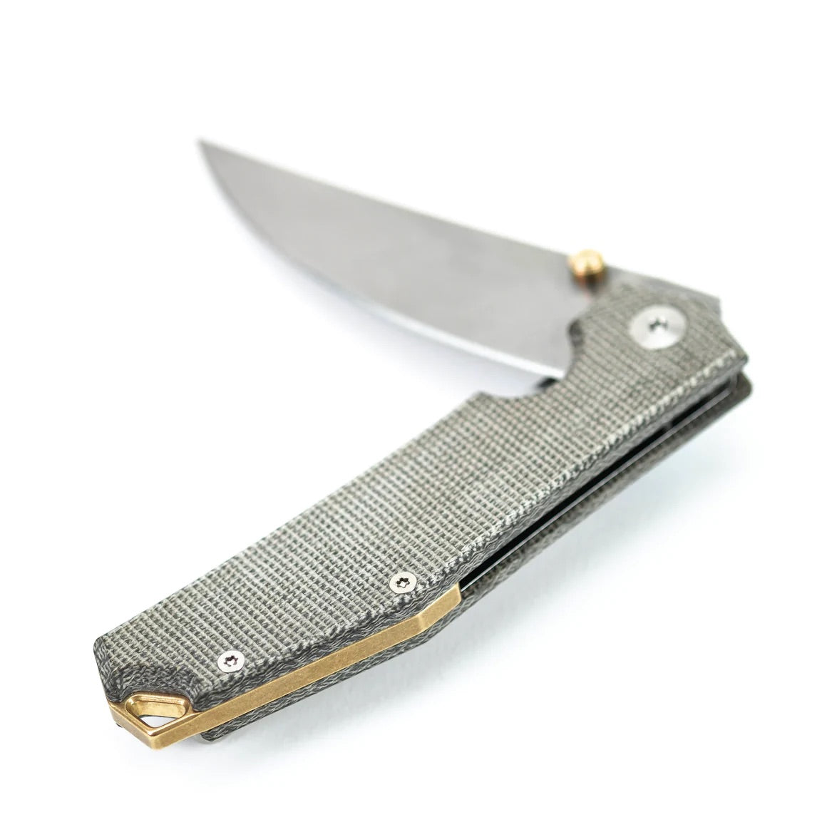 Giant Mouse Clyde Green Canvas Handles w/ Brass Hardware 3in Elmax Steel Blade