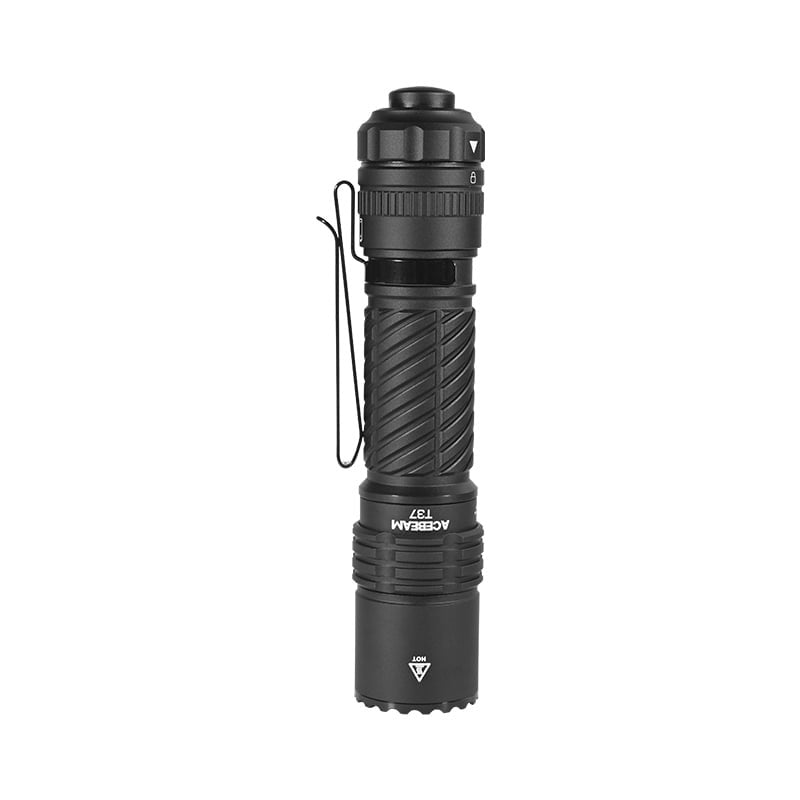 Acebeam T37 tactical flashlight body with pocket clip
