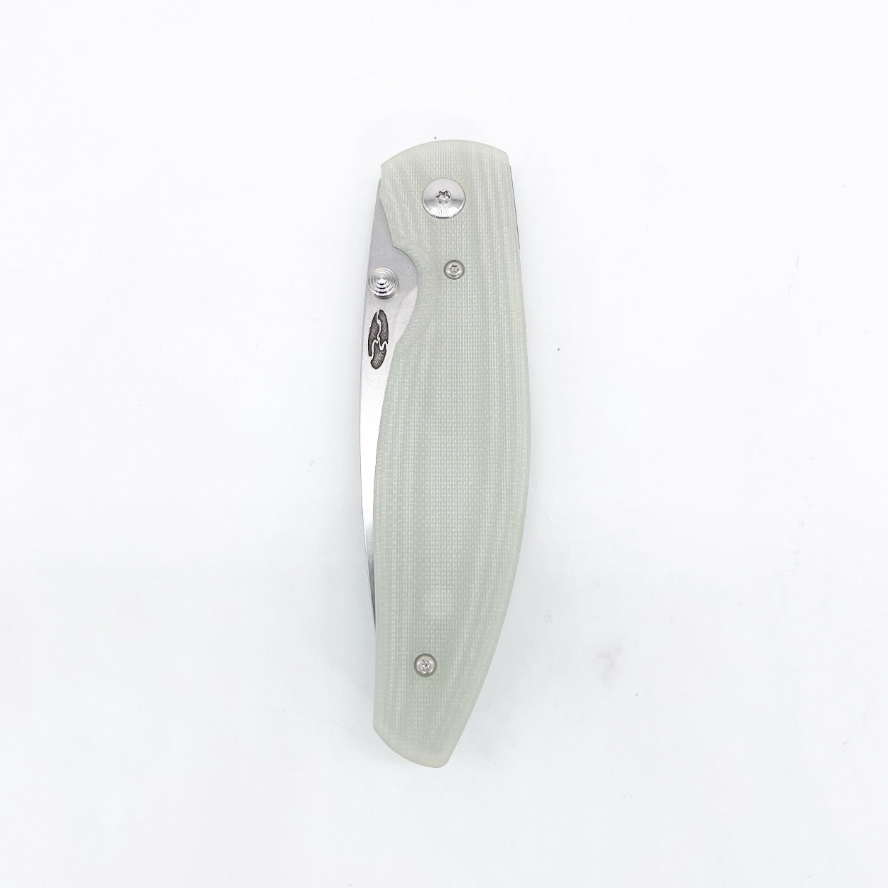 Three Rivers Mfg ATOM Linerlock 3.5" Tumbled CPM-20CV Jade G10 3D Contoured Scales