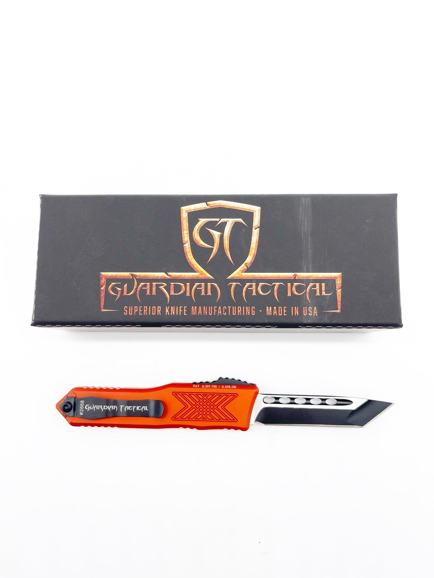 Guardian Tactical GTX-025 OTF 12-4221 Burnt Orange Two Tone Black Tanto