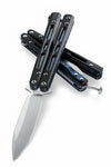 Benchmade Mini Morpho 32 balisong butterfly knife, black G10 handles