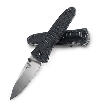 Benchmade 340 Aphid assisted opening knife open showing 2.38 inch 440C satin drop point blade