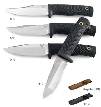 Benchmade Rant Tanto 517SBK product image - 4.48" black combo-edge 440C tanto fixed blade knife with black Santoprene handle