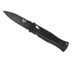 Benchmade 530BK Mel Pardue front view – 3.25" black 154CM spear point AXIS lock folding knife with black Grivory handle