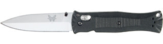 Benchmade 530 Pardue front view – 3.25-inch satin 154CM spear point folding knife, blue and black handle, AXIS lock