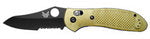 Benchmade Griptilian 550SBKHGSN side profile - black serrated sheepsfoot blade with thumb-hole opener, sand handle