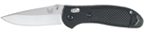 Benchmade Griptilian 551 front view - 3.45 inch satin 154CM modified drop point EDC folding knife, black Valox handle