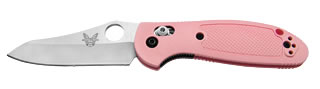 Benchmade Mini Griptilian 555HGPNK – 2.91" satin 154CM sheepsfoot folding knife with pink Valox handle, legacy catalog image