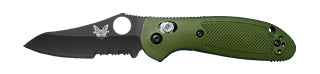Benchmade Mini Griptilian 555SBKHGOD – 2.91" black 154CM combo edge sheepsfoot folding knife with olive drab Valox handle, legacy catalog image