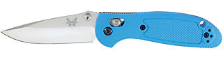 Benchmade Mini Griptilian 556BLU satin 154CM drop point folding knife, blue Valox handle