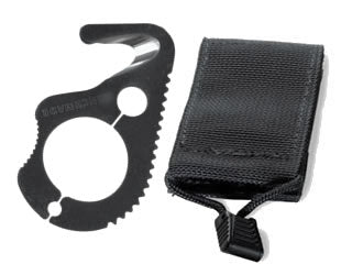 Benchmade Model 5 Hook Safety Cutter front view – 0.50" 440C rescue hook, black, finger hole