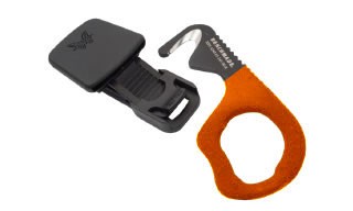 Benchmade Model 7 Safety Cutter front view – 0.50" 440C rescue hook, orange handle