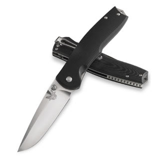 Benchmade Torrent 890 open view – 3.60in satin 154CM drop point assisted folding knife, black G10 handle